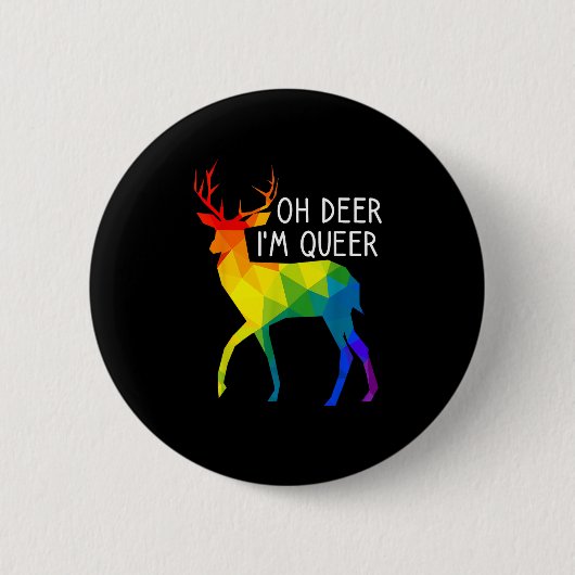 Oh Deer Queer LGBTQ Pride Celebration Month Ronde Button 5,7 Cm (Voorkant)