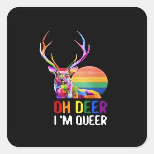 Oh Deer Queer Minimal Modern Style Vierkante Sticker (Voorkant)
