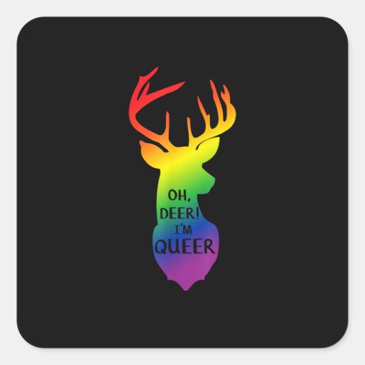 Oh Deer Queer Pride Celebration Funny LGBT Gift Vierkante Sticker (Voorkant)