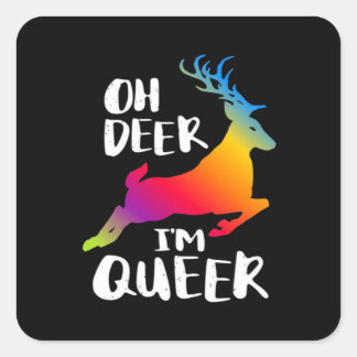 Oh Deer Queer Pride Minimal Artistic Style Vierkante Sticker