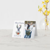 Oh Deer Quelle année Joyeux Noël 2 Carte photo (Fleur jaune)