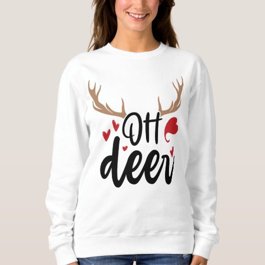 Oh Deer Reindeer Antlers Funny Merry Kerstmis Trui (Voorkant)