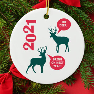 Oh Deer Reindeer Kerstfeestdag Fun Keramisch Ornament