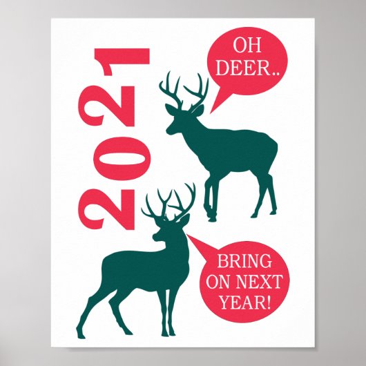 Oh Deer Reindeer Kerstfeestdag Fun Poster (Voorkant)