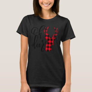 Oh Deer Reindeer Red Pset Buffalo Kerstpajam T-shirt