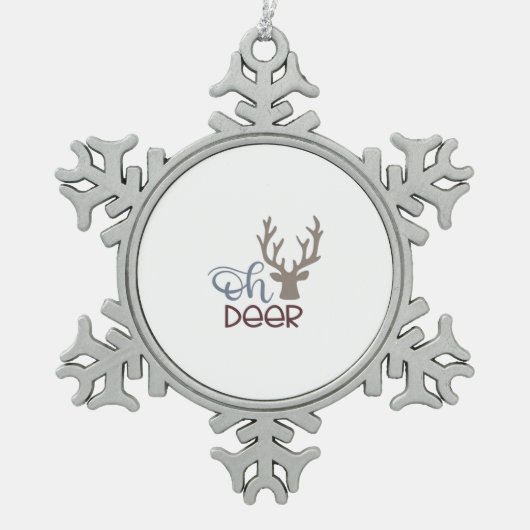 Oh Deer Retro Classic Design Tin Sneeuwvlok Ornament (Voorkant)