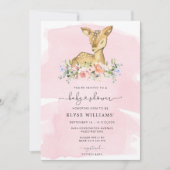 Oh Deer Rose Girl Baby shower Invitation (Devant)