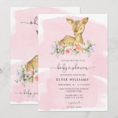 Oh Deer Rose Girl Baby shower Invitation (Devant / Derrière)