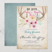 Oh Deer Rustic Baby shower Invitation (Devant / Derrière)