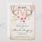 Oh Deer Rustic Baby shower Uitnodiging (Voorkant)