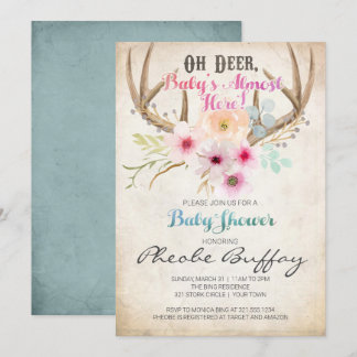 Oh Deer Rustic Baby shower Uitnodiging