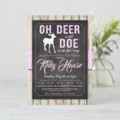 Oh Deer! Rustic Girl Baby shower Uitnodiging (Staand voorkant)