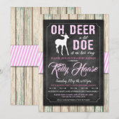 Oh Deer! Rustic Girl Baby shower Uitnodiging (Voorkant / Achterkant)