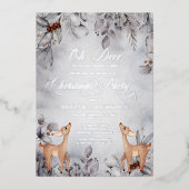 Oh Deer Rustic Winter Floral Merry Kerstmis Folie Uitnodiging (Voorkant)
