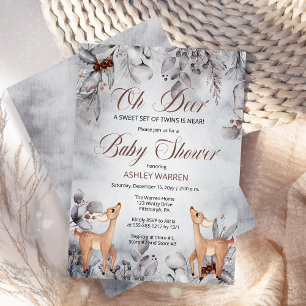 Oh Deer Rustic Winter Floral Twins Baby shower in Kaart