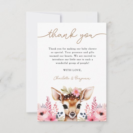Oh Deer Schattige Baby shower Dank u kaart (Voorkant)
