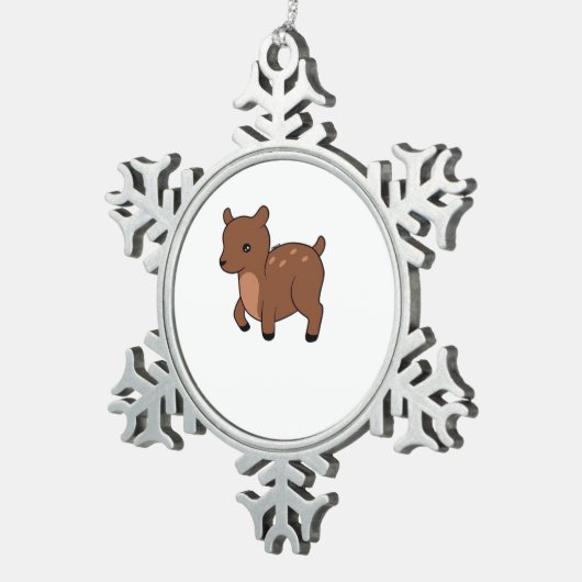 Oh Deer Soft Minimal Design Tin Sneeuwvlok Ornament (Rechts)