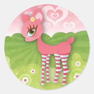 Oh Deer ! Stickers d'amour rose