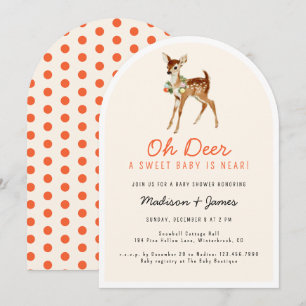 Oh Deer Sweet Retro Christmas Winter Baby shower Kaart