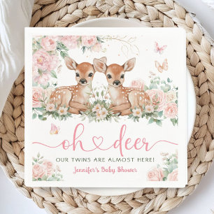 Oh Deer Tweeling Meisjes Baby Shower Roze Papieren Servet