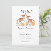 Oh Deer Twins Citrouille Baby shower Invitation (Debout devant)