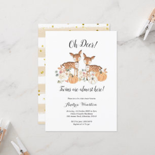 Oh Deer Twins Citrouille Baby shower Invitation