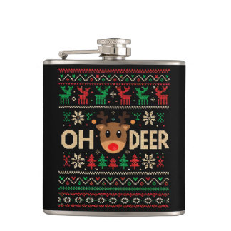 Oh Deer Ugly Christmas Sweater Flask Heupfles