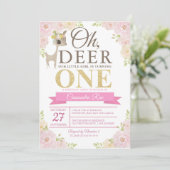 Oh Deer! Uitnodiging eerste verjaardag (Staand voorkant)