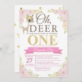 Oh Deer! Uitnodiging eerste verjaardag (Voorkant / Achterkant)