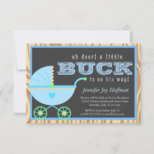 Oh Deer, Un Petit Buck Est En Chemin ! Invitation (Devant)