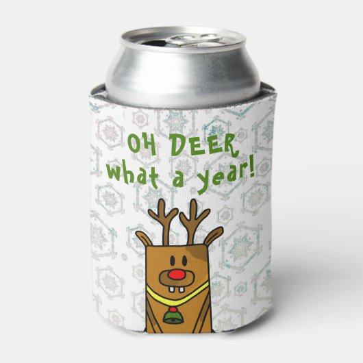 Oh Deer wat een jaar grappige tekening Snowflake Blikjeskoeler (Blikje Voorkant)