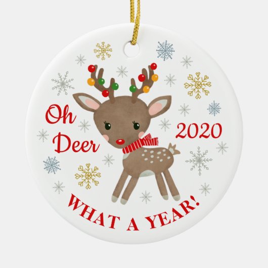 Oh Deer wat een jaar rendierkerst kost Keramisch Ornament (Voorkant)