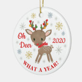Oh Deer wat een jaar rendierkerst kost Keramisch Ornament (Links)