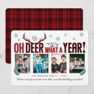 Oh DEER Wat een jaar voor kerstfeest 4 Foto Feestdagenkaart