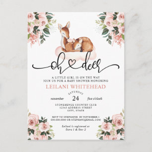 Oh Deer Waterverf Botanische Bloemen Baby shower Briefkaart