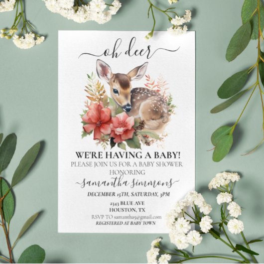 Oh Deer Waterverf Kerst Baby shower Kaart