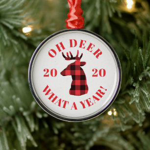Oh Deer What a Year 2020 Buffalo Pset Metalen Ornament