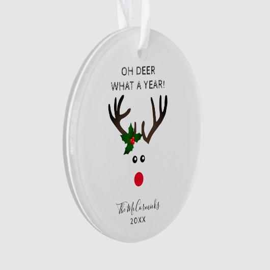 Oh Deer What A Year Funny Citation Reindeder Name (devant)