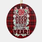 Oh Deer What a Year Kerstfoto Keramisch Ornament (Links)