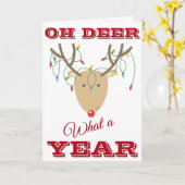 "Oh Deer What A Year" kletst grappige 2020 Kerstmi Kaart (Gele Bloem)