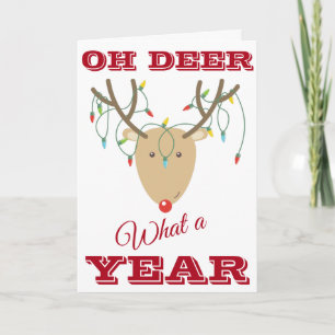 "Oh Deer What A Year" kletst grappige 2020 Kerstmi Kaart