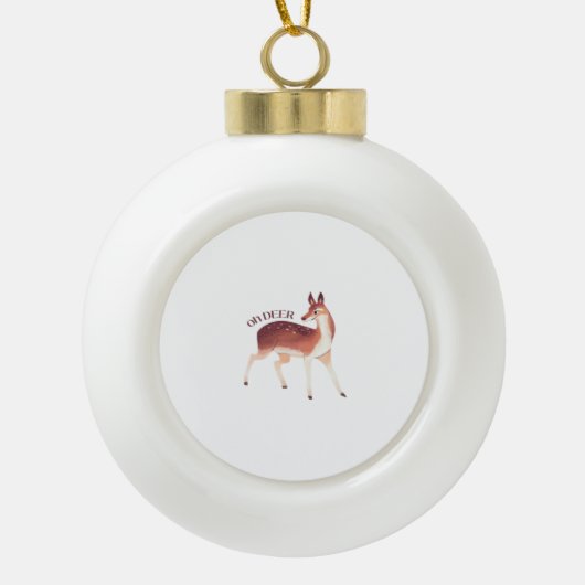 Oh Deer Whimsical Creative Design Keramische Bal Ornament (Voorkant)