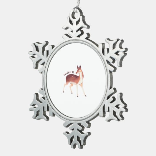 Oh Deer Whimsical Creative Design Tin Sneeuwvlok Ornament (Rechts)