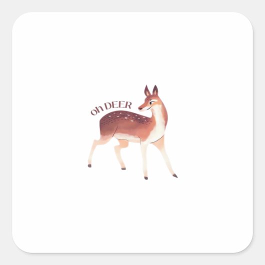 Oh Deer Whimsical Creative Design  Vierkante Sticker (Voorkant)