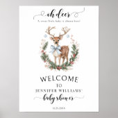 Oh Deer Winter Baby Boy Shower Welcome Sign Poster (Devant)