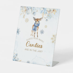 Oh Deer Winter Baby Jongen Douche snoepjes Spel Reclamebord Met Voetstuk