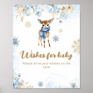 Oh Deer Winter Baby Jongen Douche Wensen Game Poster