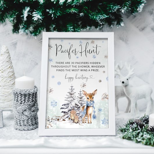 Oh Deer Winter Baby shower Fopspeen Hunt Spel Poster