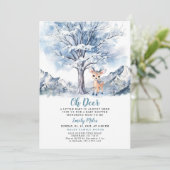 Oh Deer Winter Boy Baby shower Kaart (Staand voorkant)