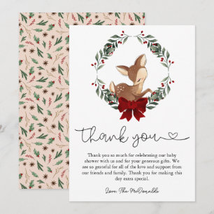 Oh Deer Winter Groen Baby shower Dank je kaart